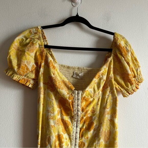 Urban Outfitters UO Sz M NWT Yellow Floral Cotton Mini Dress - Picture 3 of 11